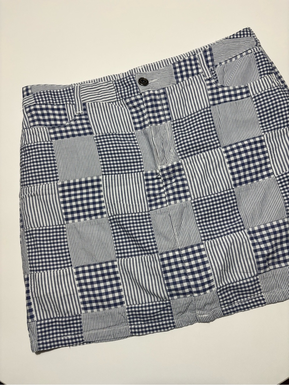 Croft & Barrow Blue & White Gingham Patchwork Cotton Skort